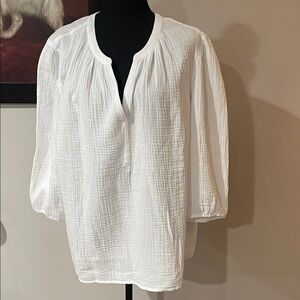 Womens NWT J Jill gauze hundred percent cotton white top size extra large